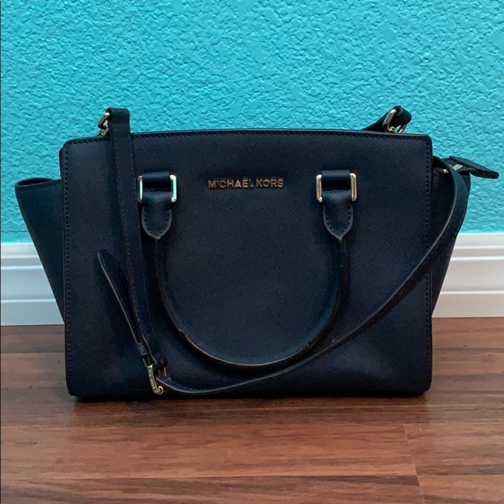 Navy Blue Michael Kors Medium Satchel